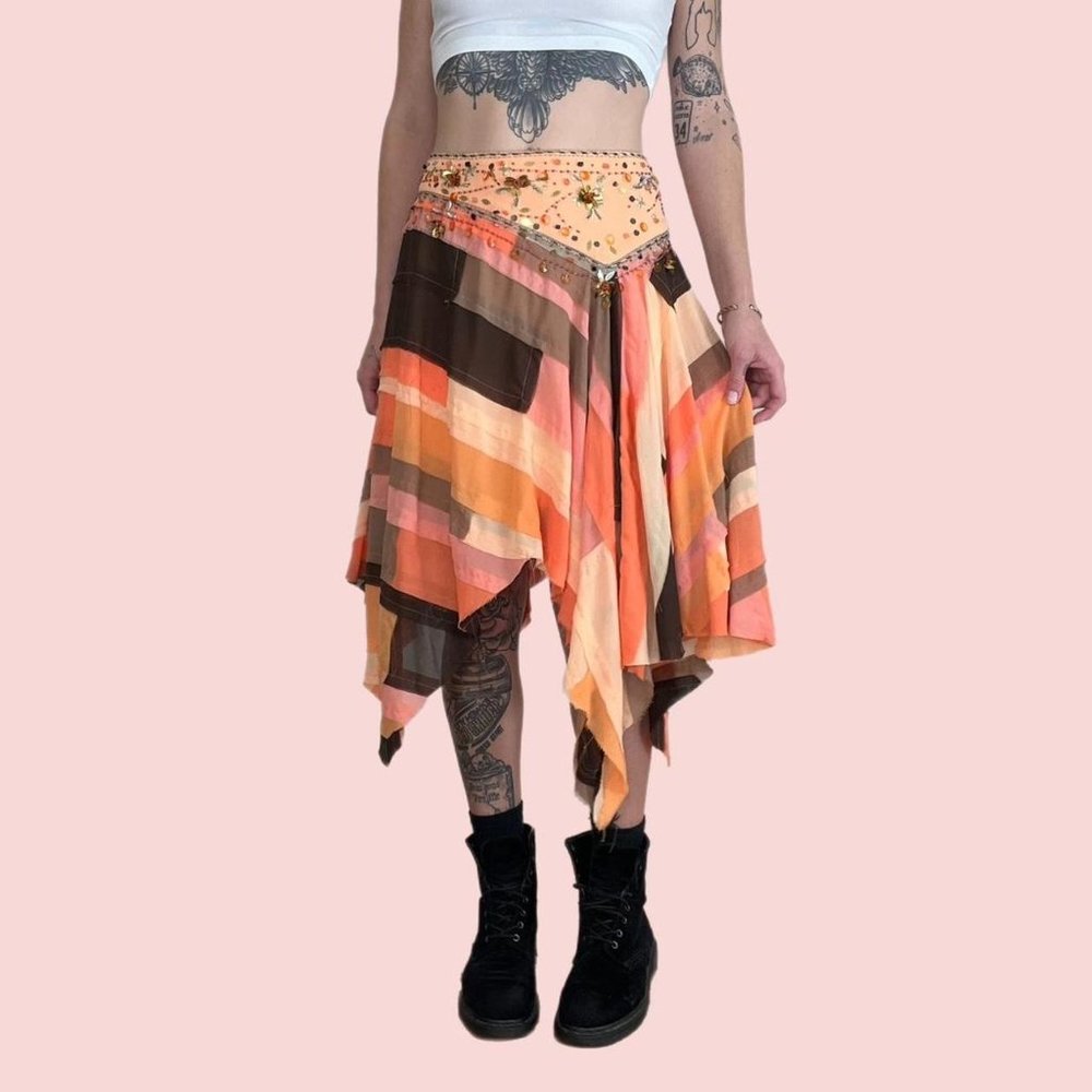 vintage jagged hem maximalist skirt